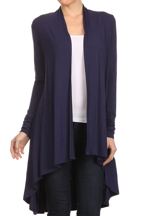 Bamboo Solid Color Open Front Cardigan