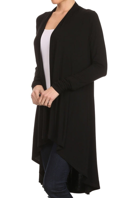 Bamboo Solid Color Open Front Cardigan