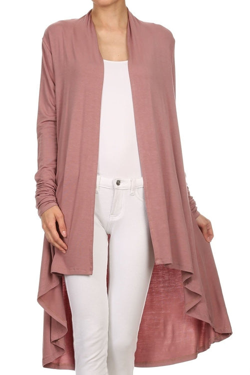 Bamboo Solid Color Open Front Cardigan