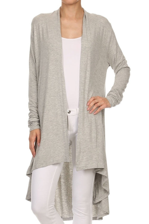Bamboo Solid Color Open Front Cardigan