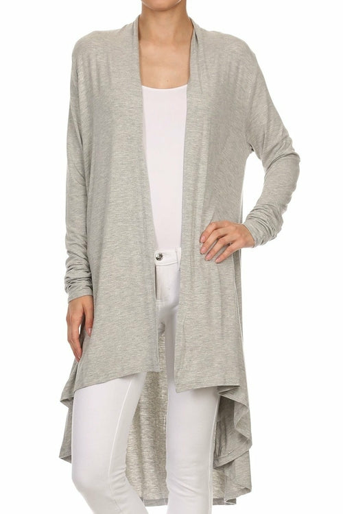 Bamboo Solid Color Open Front Cardigan