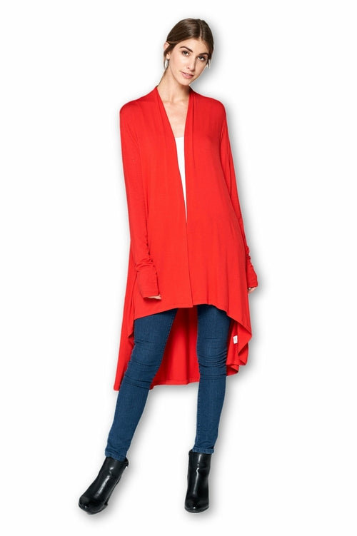 Bamboo Solid Color Open Front Cardigan