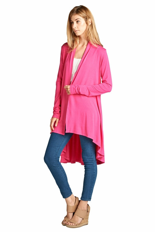 Bamboo Solid Color Open Front Cardigan