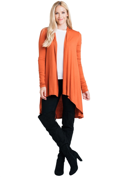 Bamboo Solid Color Open Front Cardigan
