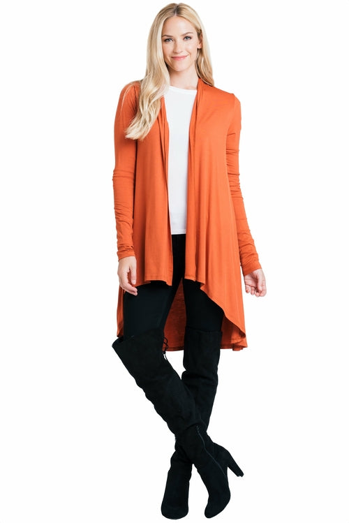 Bamboo Solid Color Open Front Cardigan
