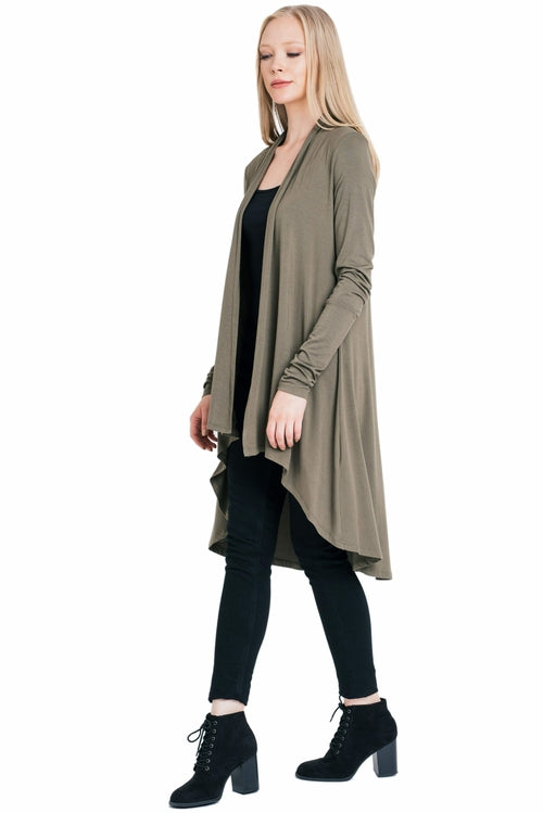 Bamboo Solid Color Open Front Cardigan