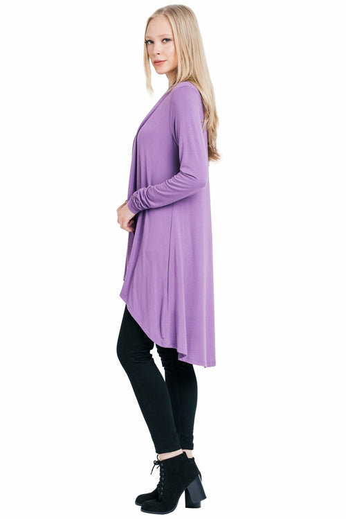 Bamboo Solid Color Open Front Cardigan