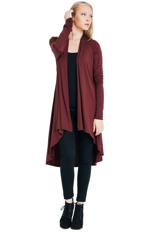 Bamboo Solid Color Open Front Cardigan