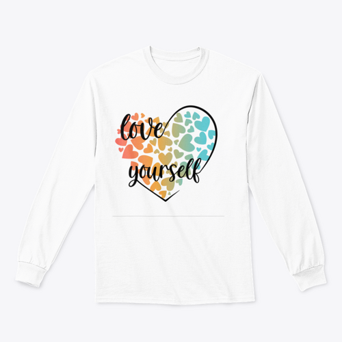 Love Yourself Hearts And Lettering Vector Design for Sweatshirt
