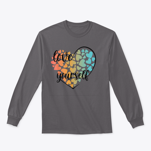 Love Yourself Hearts And Lettering Vector Design for Sweatshirt