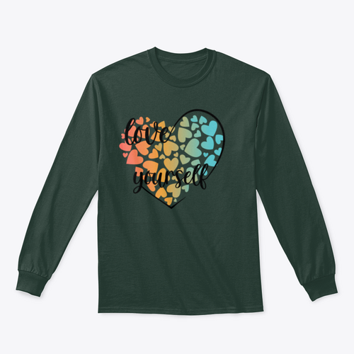 Love Yourself Hearts And Lettering Vector Design for Sweatshirt