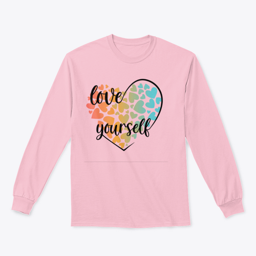 Love Yourself Hearts And Lettering Vector Design for Sweatshirt