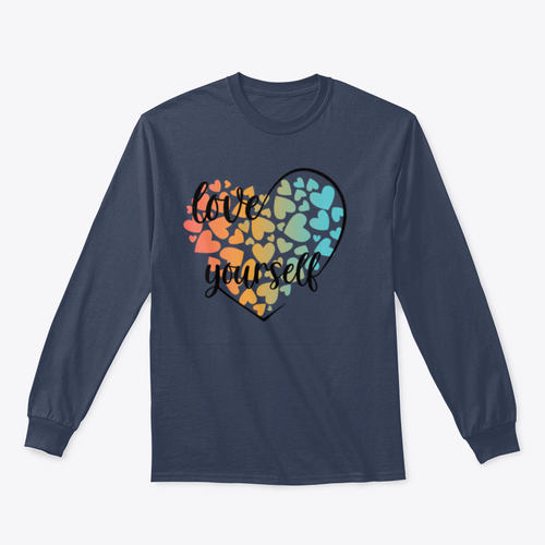 Love Yourself Hearts And Lettering Vector Design for Sweatshirt