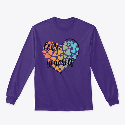 Love Yourself Hearts And Lettering Vector Design for Sweatshirt