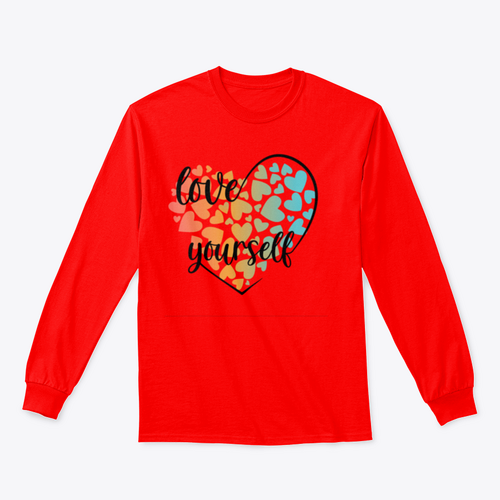 Love Yourself Hearts And Lettering Vector Design for Sweatshirt