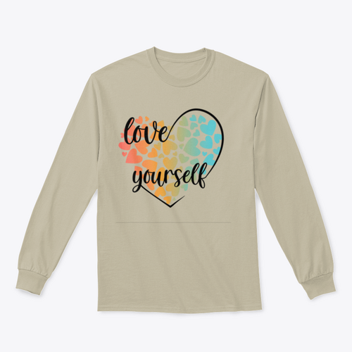 Love Yourself Hearts And Lettering Vector Design for Sweatshirt