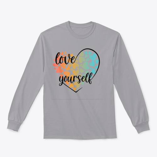 Love Yourself Hearts And Lettering Vector Design for Sweatshirt